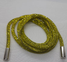 Load image into Gallery viewer, Mustard Yellow rhinestone hoodie string silver tips