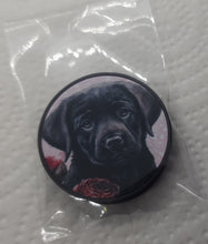 Load image into Gallery viewer, Black Lab Puppy with Flowers Phone Grip
