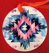 Load image into Gallery viewer, Aztec Star in A Star Design Handcrafted Ceramic Ornament