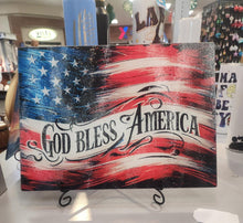 Load image into Gallery viewer, Watercolor God Bless America U.S. Flag on a Sublimated Glass Cutting Board