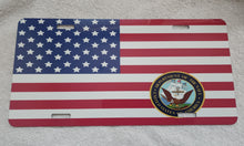 Load image into Gallery viewer, United States Flag with U.S. Navy Emblem License Plate