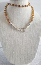 Load image into Gallery viewer, Amber Faceted Glass & Silver Tone Beaded Lanyard