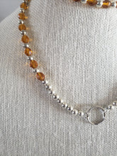 Load image into Gallery viewer, Amber Faceted Glass & Silver Tone Beaded Lanyard