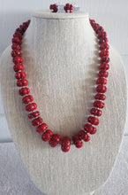 Load image into Gallery viewer, Pumpkin-Shaped Coral Beaded Necklace and Earring Set