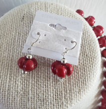 Load image into Gallery viewer, Pumpkin-Shaped Coral Beaded Necklace and Earring Set