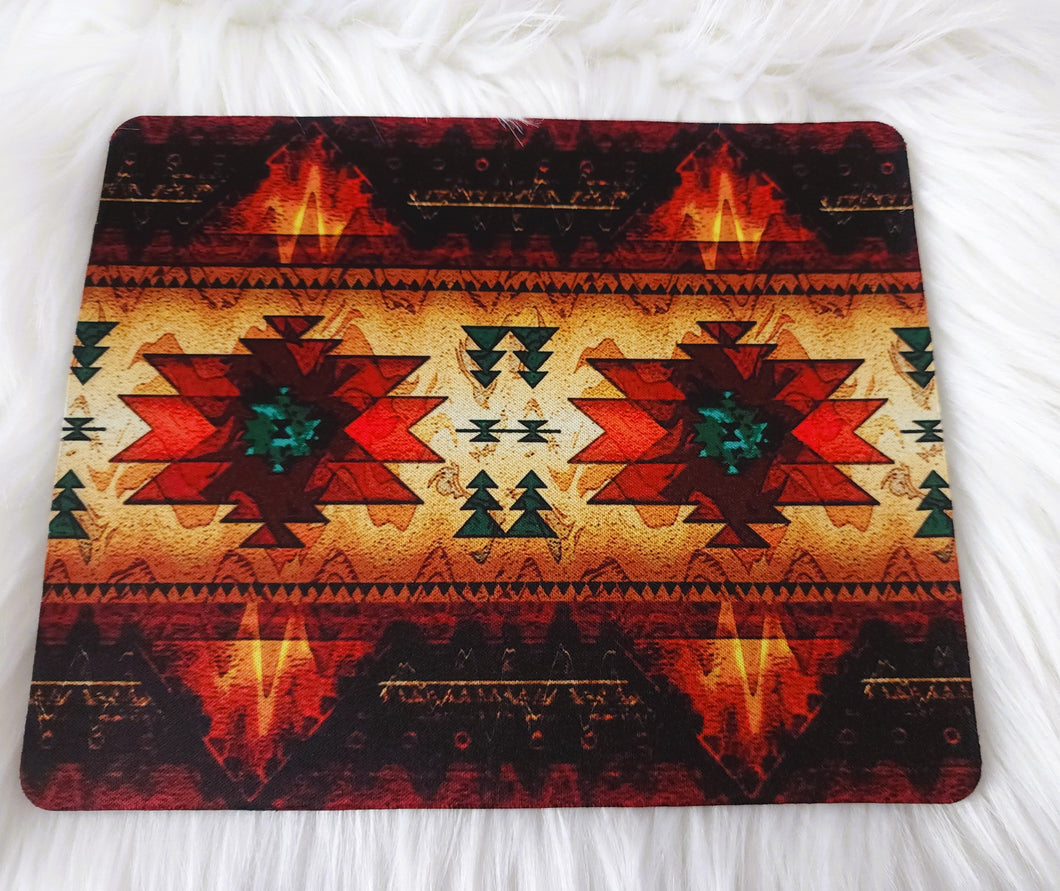 Brown and Orange Aztec Design Mouse Pad 8.7 x 7