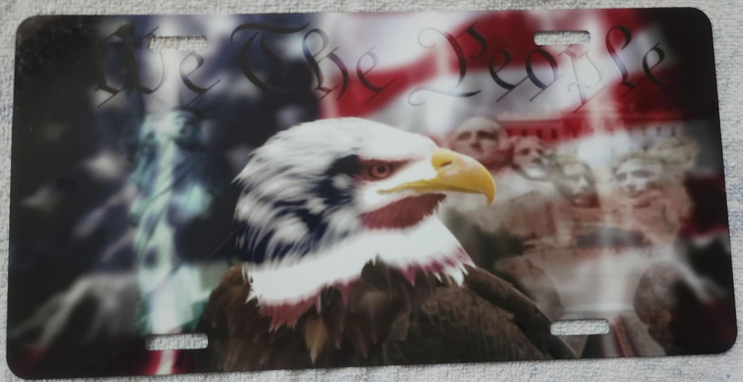 We the People on an American Flag with a Bald Eagle License Plate