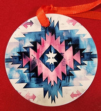 Load image into Gallery viewer, Aztec Star in A Star Design Handcrafted Ceramic Ornament
