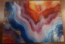 Load image into Gallery viewer, Multicolor Agate Geode Glass Cutting Board – Sublimated Decorative Kitchen Board
