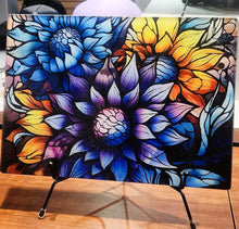 Load image into Gallery viewer, Watercolor Multicolor Sunflowers Sublimated Glass Cutting Board
