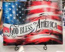 Load image into Gallery viewer, Watercolor God Bless America U.S. Flag on a Sublimated Glass Cutting Board
