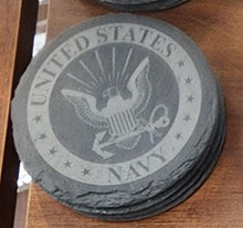 Load image into Gallery viewer, U. S. Navy Round Slate Coaster 2
